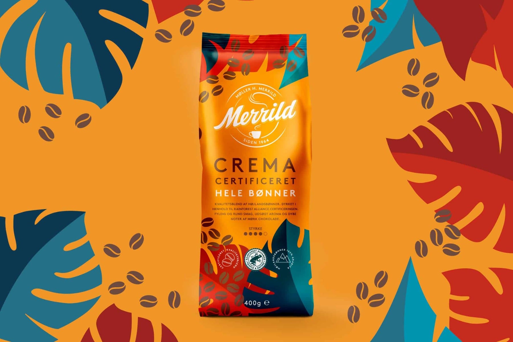 Merrild Crema Zertifizierte Ganze Bohnen - 1 kg