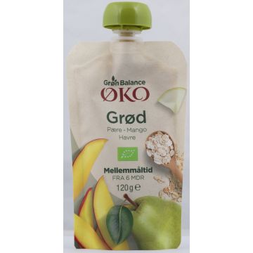 Bio-Brei mit Birne, Hafer und Mango