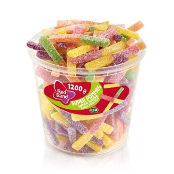 Red Band Super Pommes Supersauer saure Fruchtgummistäbchen mit Zuckerschicht
