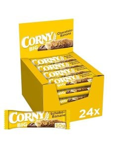 CORNY BIG Schoko-Banane Müsli-Riegel 24×50g mit Vollkornflakes, Bananenstücken und Schokolade