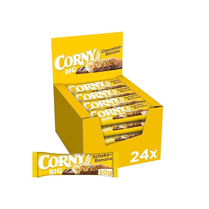 CORNY BIG Schoko-Banane Müsli-Riegel 24×50g mit Vollkornflakes, Bananenstücken und Schokolade