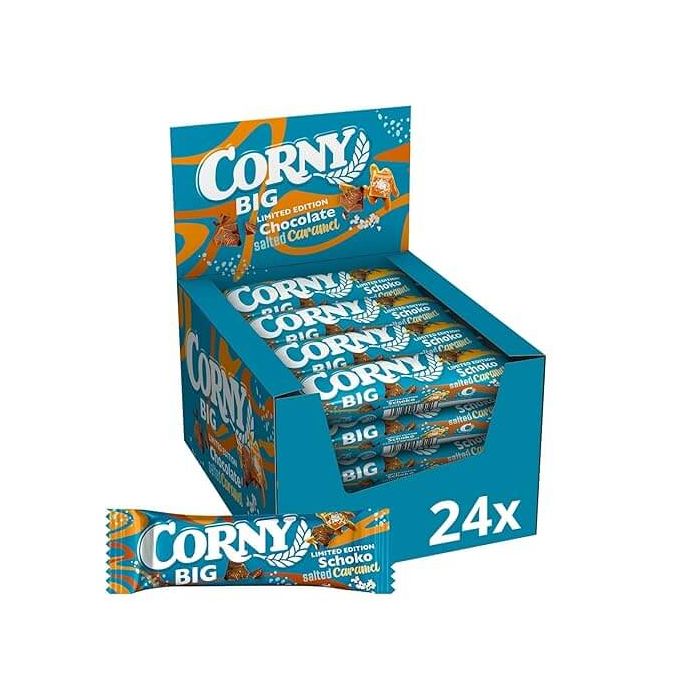 CORNY BIG Schoko Salted Caramel 24×40g mit Vollkornflakes, Salted Caramel und Milchschokolade