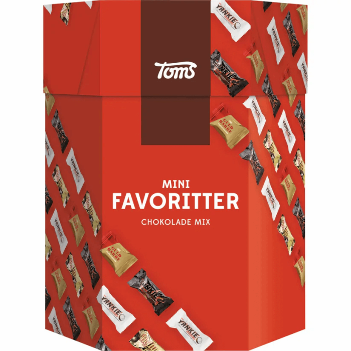 Toms Mini Favoritter 1300g Mischung aus Mini-Schokoladen mit Nougat Nüssen Karamell und Fruchtfüllungen Toms Mini Favoritter 1300g Mischung aus Mini-Schokoladen mit Nougat Nüssen Karamell und Fruchtfüllungen