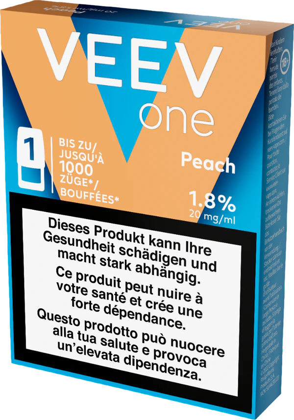 VEEV ONE Pod Peach – 18 mg nicotine – 1000 puffs - 1 single unit