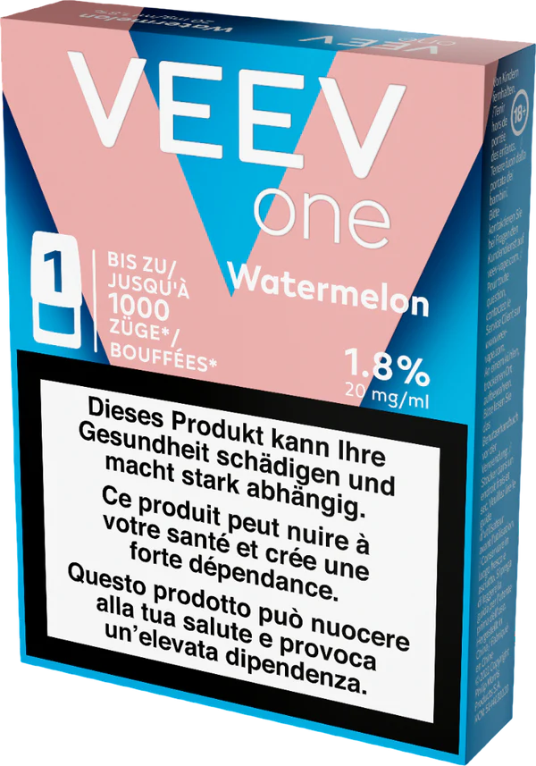 VEEV ONE Pod Coral Wave Watermelon – 20 mg nicotine – 1000 puffs - 1 single unit